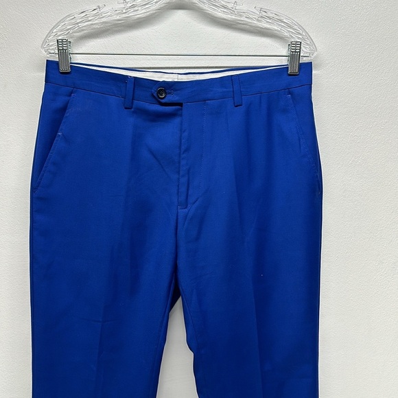 Kenzo Homme Trouser Dress Pants Pant Pleated Straight Leg Blue Mens 32 x 27" - Picture 2 of 8